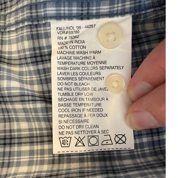 Timberland Mens XL Long Sleeve Button Up Polo 100% Cotton Plaid Gray White - Picture 4 of 8